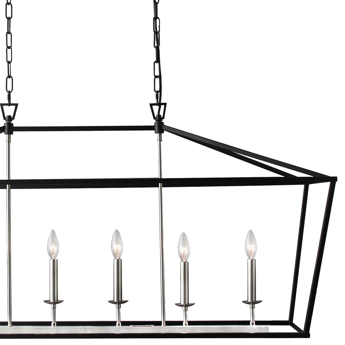 6 Light Caged Chandelier Black finish - 24.8"H x 49"W x 15"D