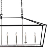 6 Light Caged Chandelier Black finish - 24.8"H x 49"W x 15"D