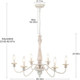 6-Light Dimmable Classic Chandelier, Candle Style Chandelier for Living Room Kitchen Island Dining Foyer