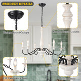 6-Light Dimmable Classic Chandelier, Candle Style Chandelier for Living Room Kitchen Island Dining Foyer