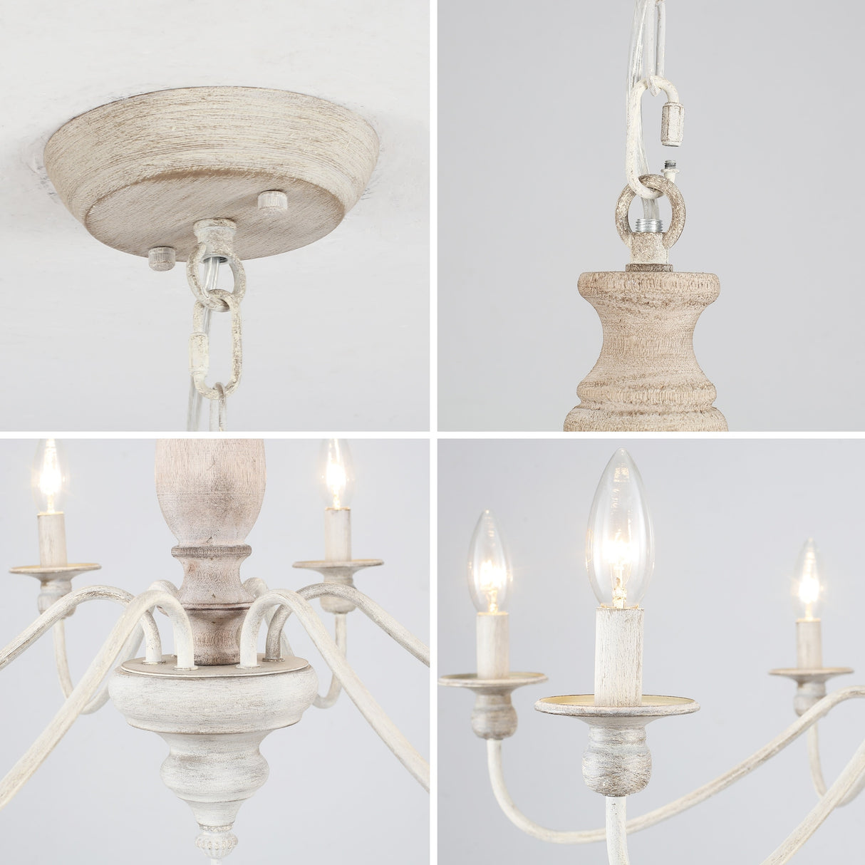 6-Light Dimmable Classic Chandelier, Candle Style Chandelier for Living Room Kitchen Island Dining Foyer