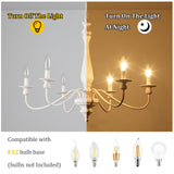 6-Light Dimmable Classic Chandelier, Candle Style Chandelier for Living Room Kitchen Island Dining Foyer