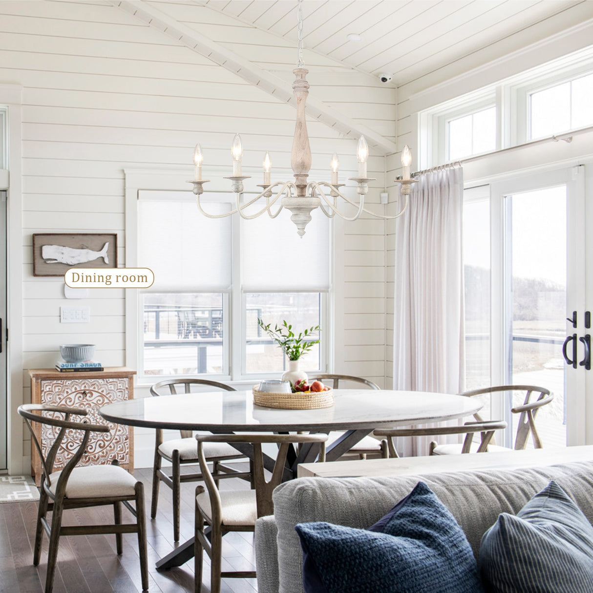 6-Light Dimmable Classic Chandelier, Candle Style Chandelier for Living Room Kitchen Island Dining Foyer