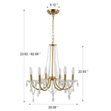 6-Light Farmhouse Crystal Chandelier, Candle Style Chandelier for Living Room Kitchen Island Dining Foyer