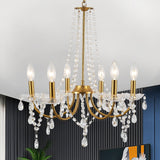 6-Light Farmhouse Crystal Chandelier, Candle Style Chandelier for Living Room Kitchen Island Dining Foyer
