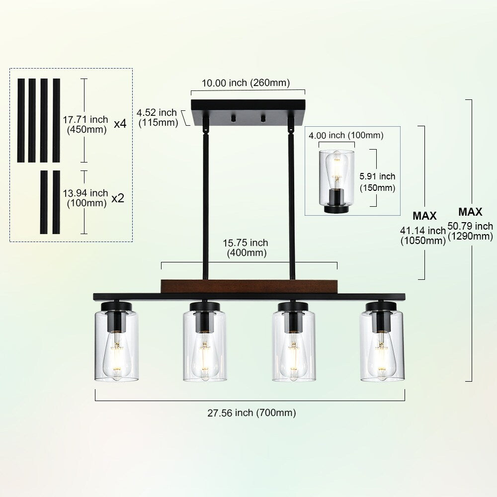 Wooden Chandeliers Modern Black Metal