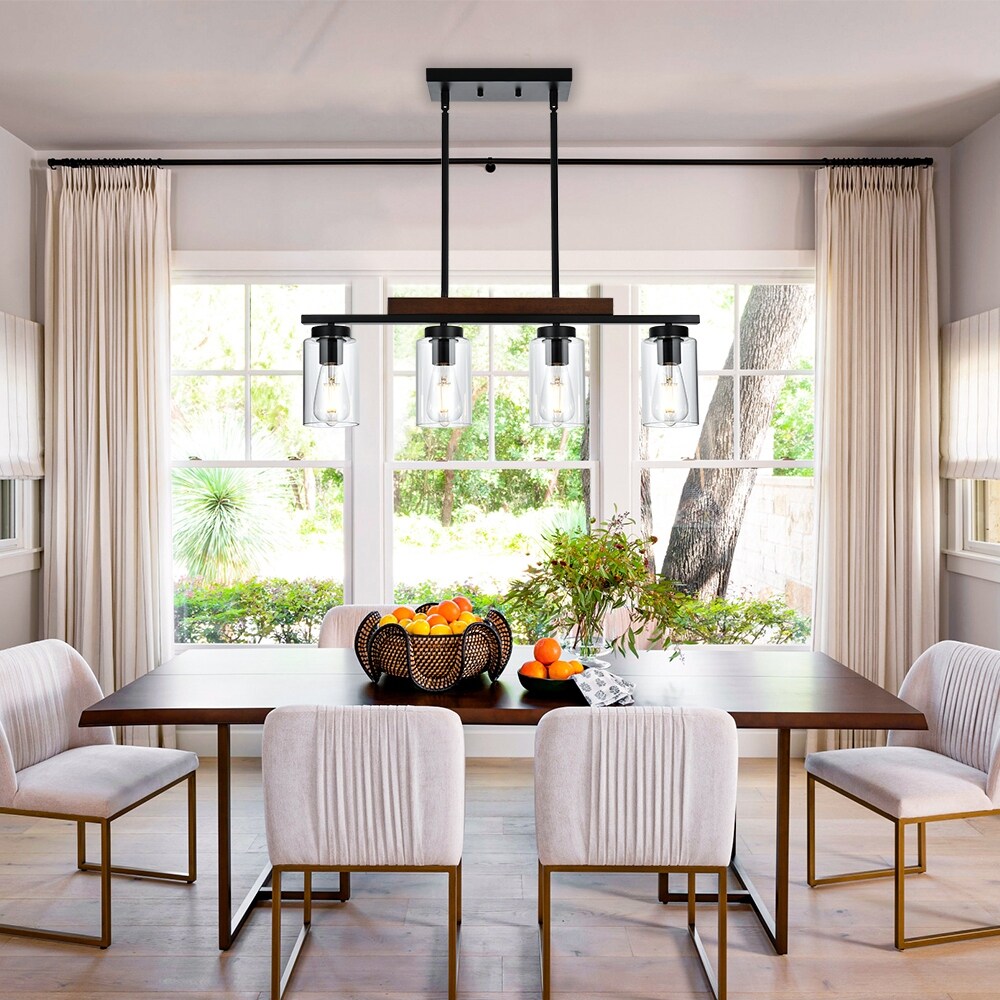 Wooden Chandeliers Modern Black Metal