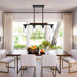 Wooden Chandeliers Modern Black Metal