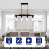 Wooden Chandeliers Modern Black Metal