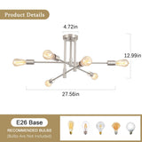 6-Light Modern Semi Flush Ceiling Lights for Bedroom Study Living Room