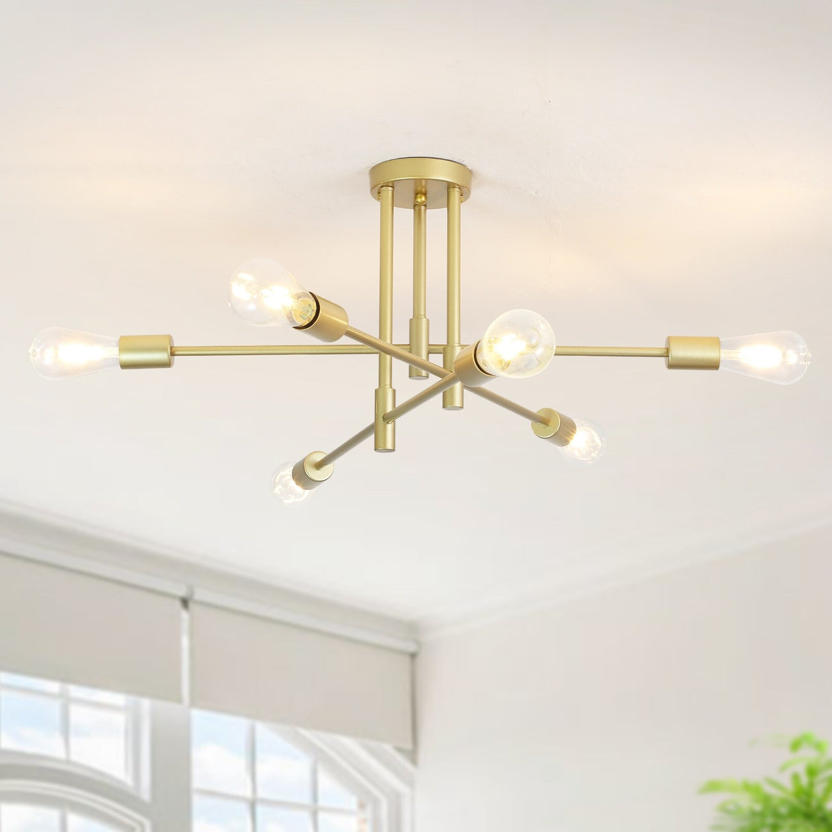 6-Light Modern Semi Flush Ceiling Lights for Bedroom Study Living Room