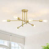 6-Light Modern Semi Flush Ceiling Lights for Bedroom Study Living Room