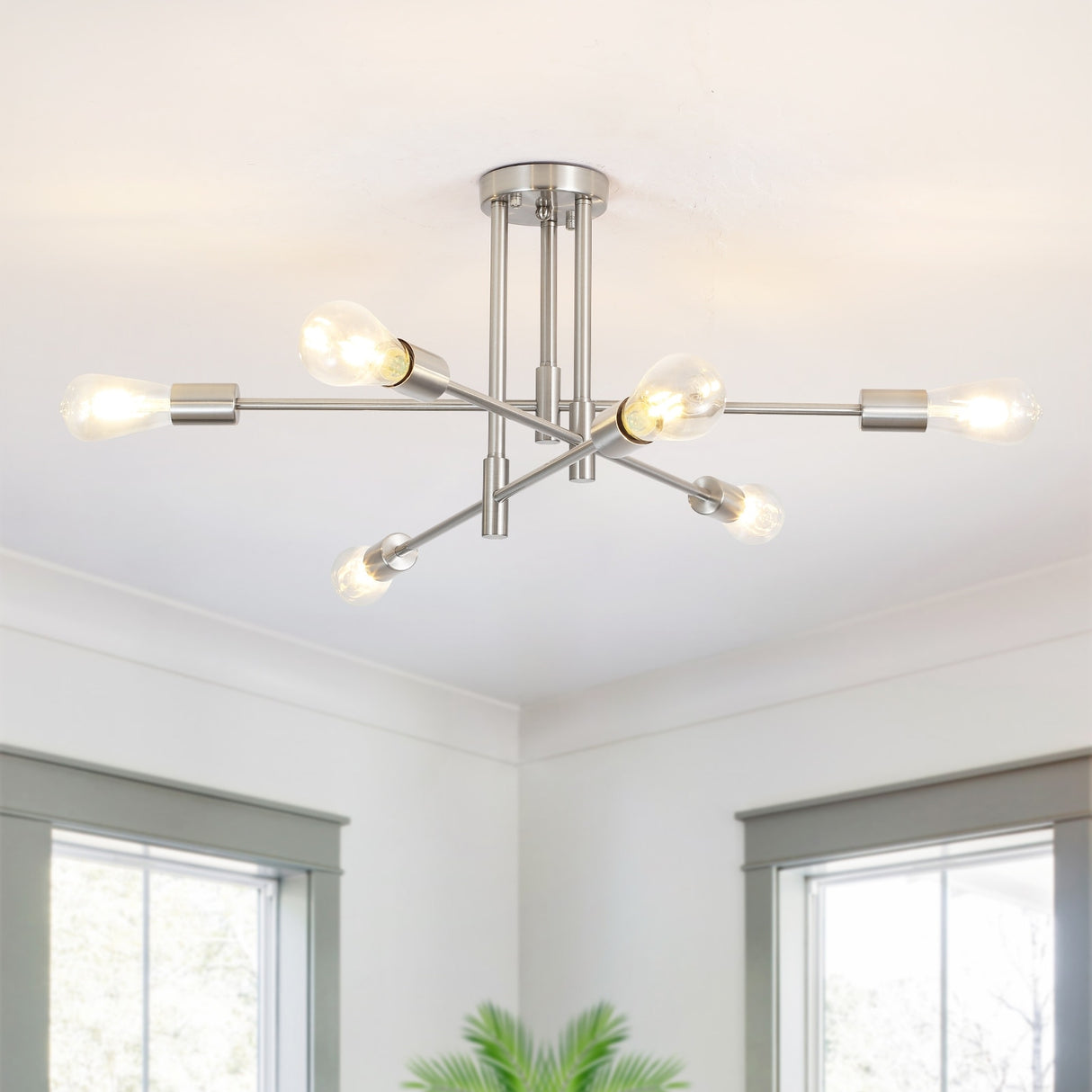 6-Light Modern Semi Flush Ceiling Lights for Bedroom Study Living Room