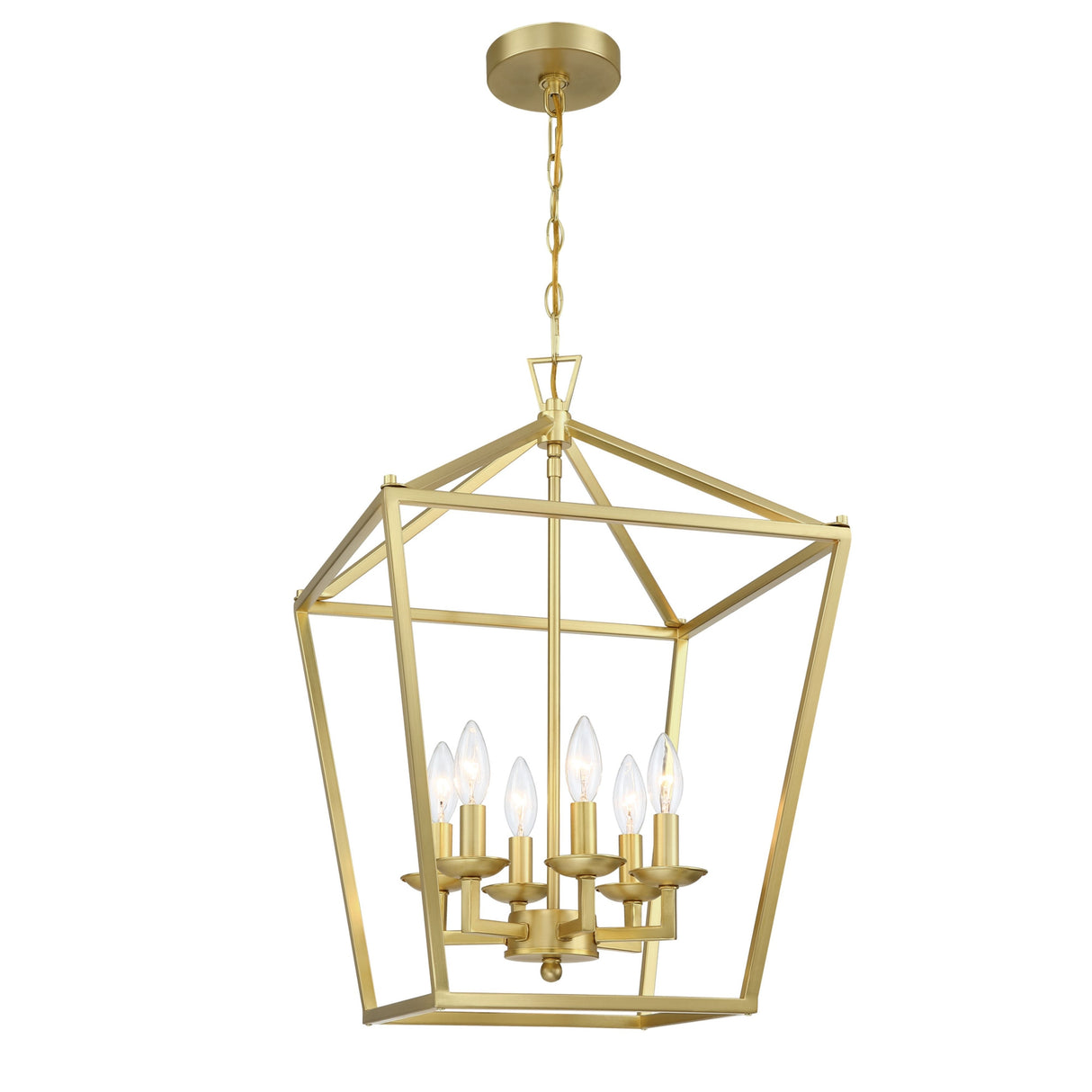 6-Light Soft Gold Lantern Geometric Pendant Light