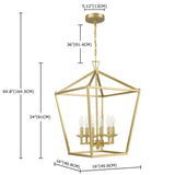 6-Light Soft Gold Lantern Geometric Pendant Light