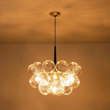 6-Light Swirled Glass Cluster Globe Chandelier - Dimmable
