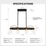 6 Lights Black And Gold Linear Chandelier For Kitchen Island- L30 in. - 30''-6 Lights