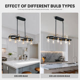 6 Lights Black And Gold Linear Chandelier For Kitchen Island- L30 in. - 30''-6 Lights