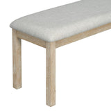 6 PCS Rubber Wood Dining Table Set for 6-Wood Grain Top, Solid Wood Veneer, and Cushioned Seats
