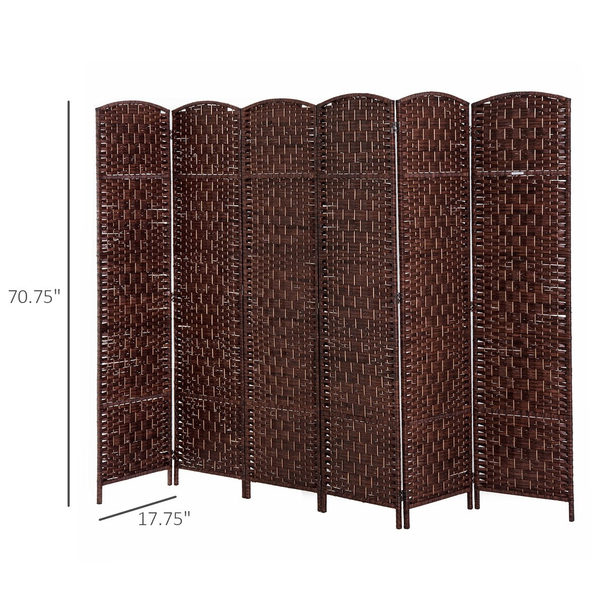 6-Panel Wicker Weave Folding Room Divider Privacy Screens