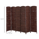 6-Panel Wicker Weave Folding Room Divider Privacy Screens