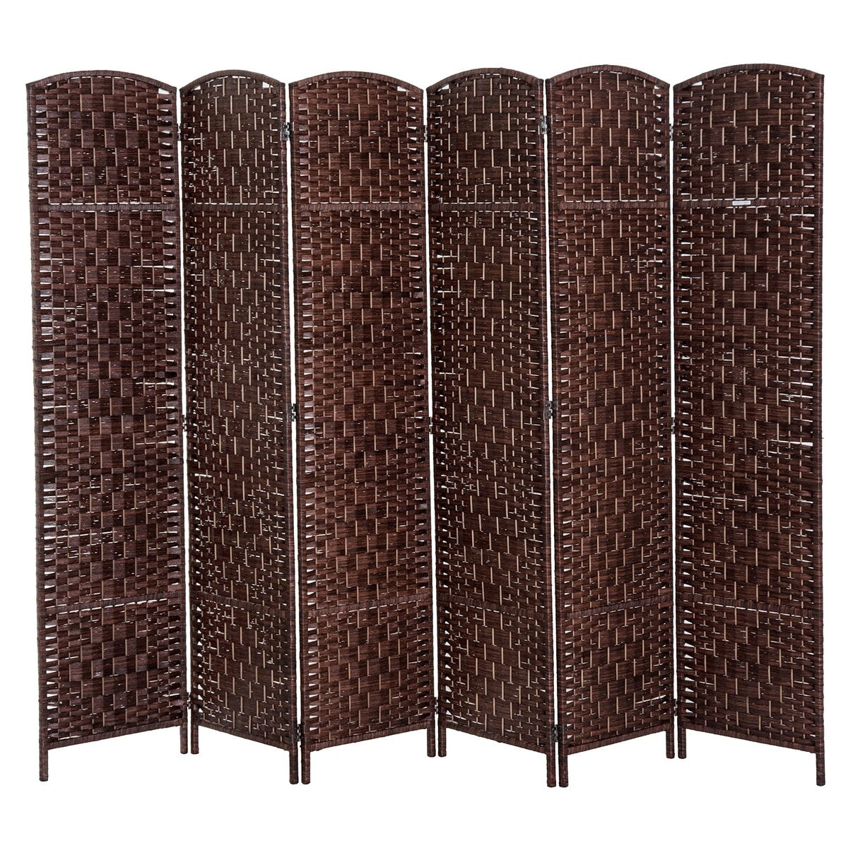 6-Panel Wicker Weave Folding Room Divider Privacy Screens
