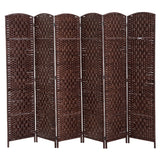 6-Panel Wicker Weave Folding Room Divider Privacy Screens