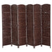 6-Panel Wicker Weave Folding Room Divider Privacy Screens