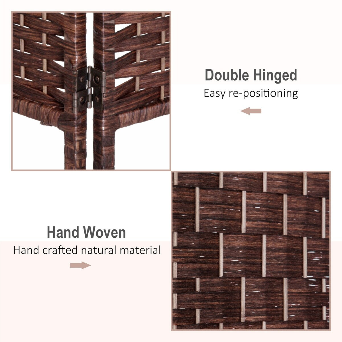 6-Panel Wicker Weave Folding Room Divider Privacy Screens