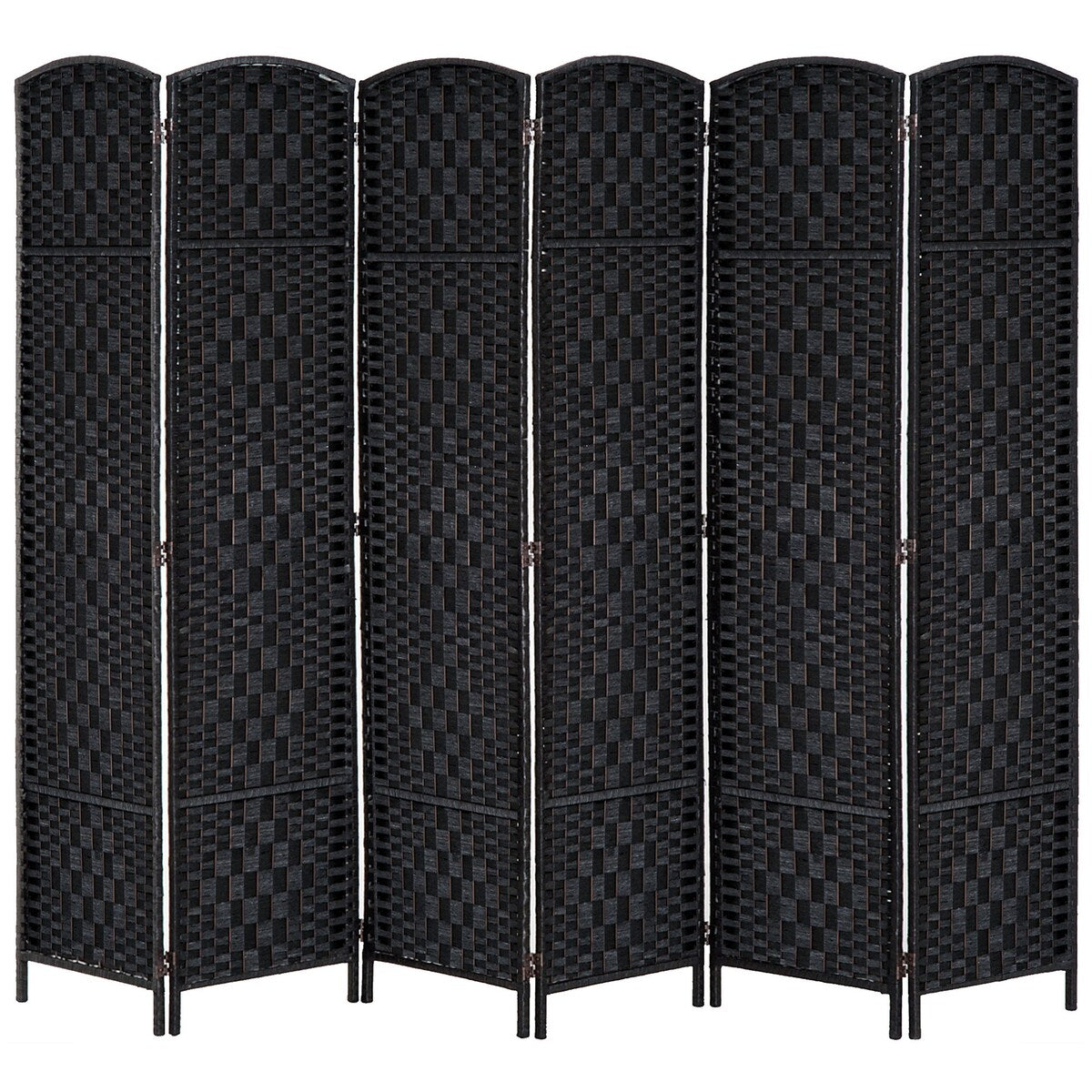 6-Panel Wicker Weave Folding Room Divider Privacy Screens