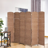 6-Panel Wicker Weave Folding Room Divider Privacy Screens