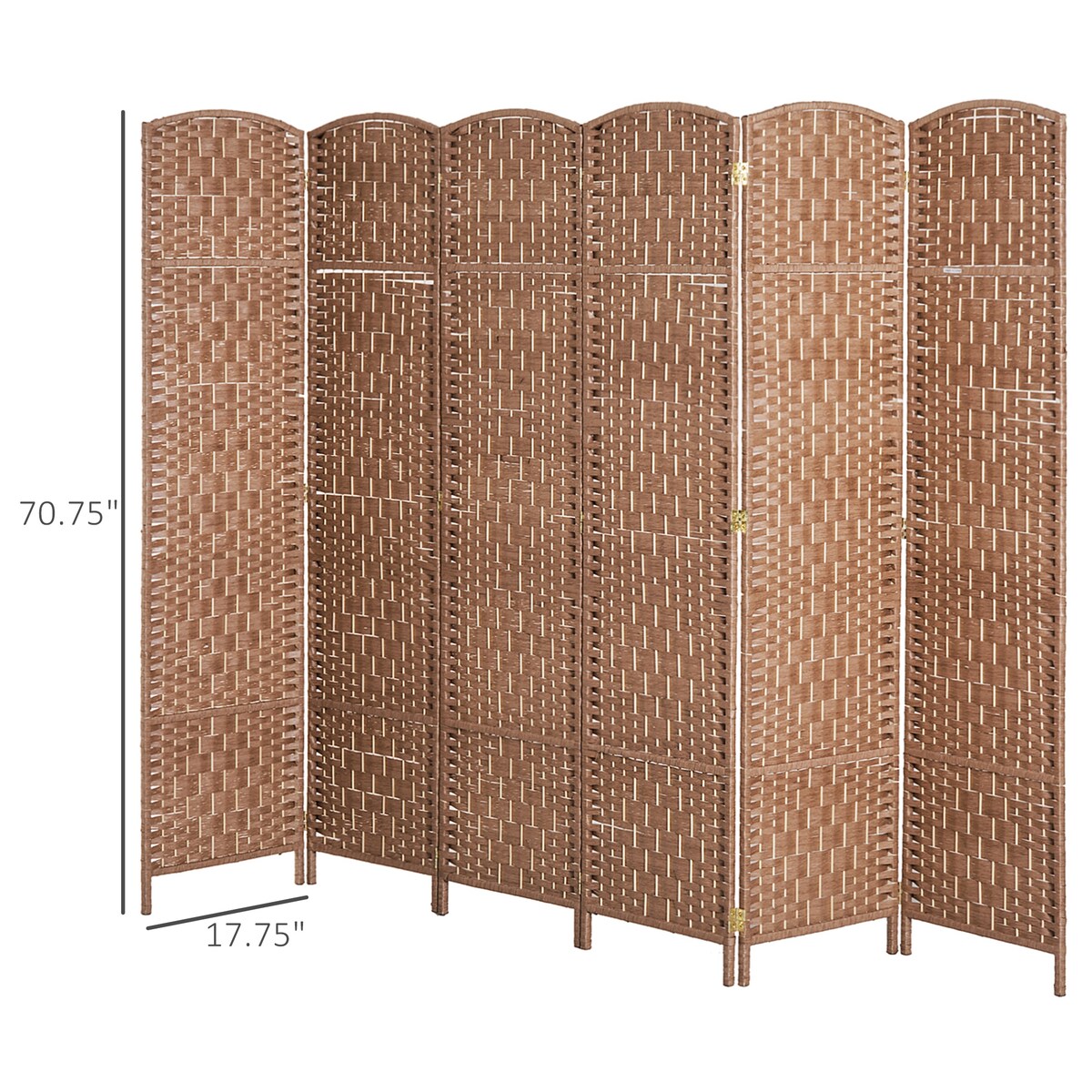 6-Panel Wicker Weave Folding Room Divider Privacy Screens