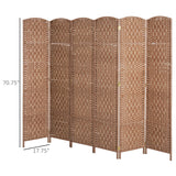 6-Panel Wicker Weave Folding Room Divider Privacy Screens