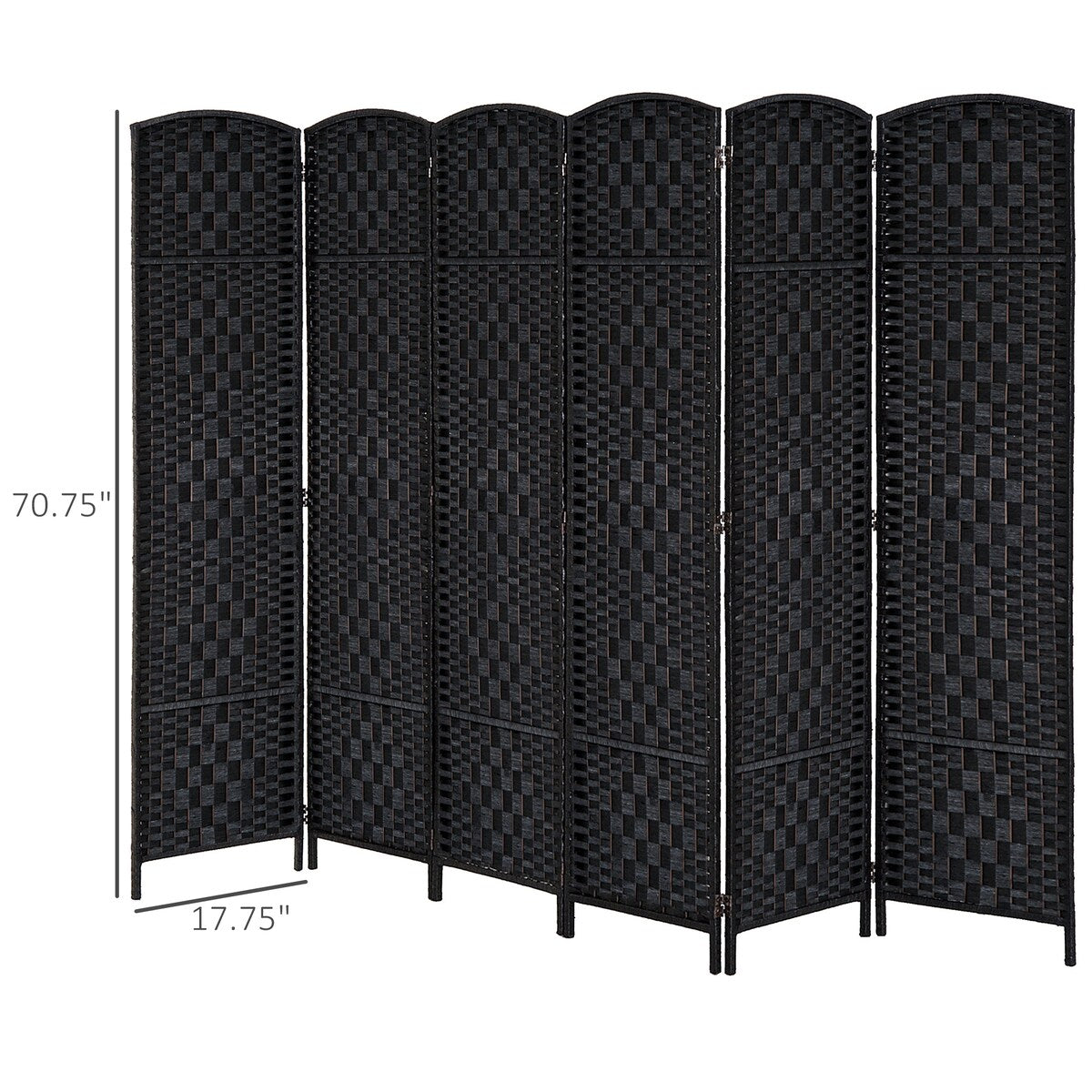 6-Panel Wicker Weave Folding Room Divider Privacy Screens