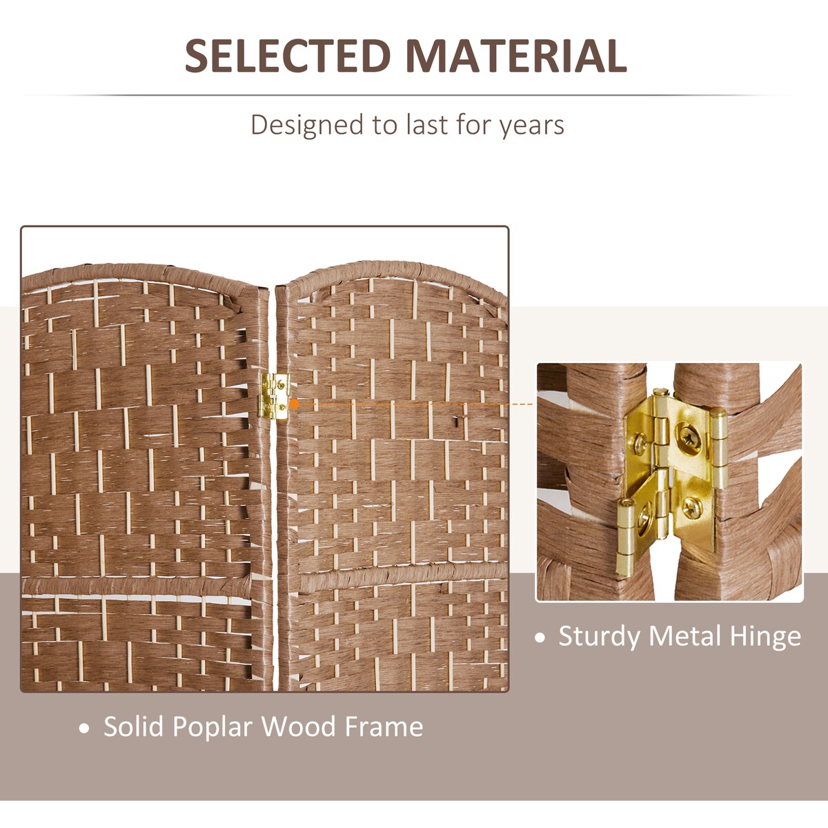 6-Panel Wicker Weave Folding Room Divider Privacy Screens
