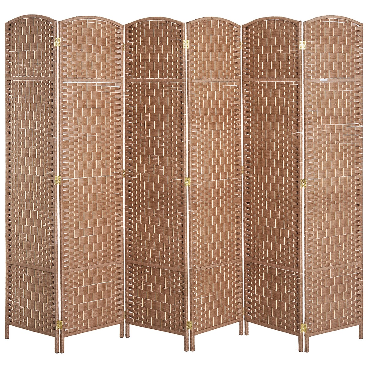 6-Panel Wicker Weave Folding Room Divider Privacy Screens