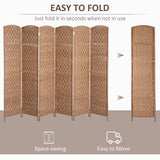 6-Panel Wicker Weave Folding Room Divider Privacy Screens