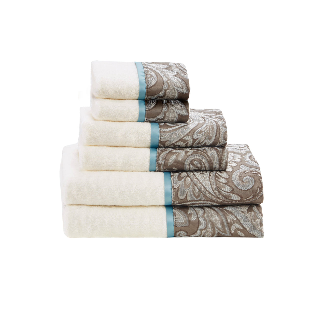 6-Piece Cotton Jacquard Towel Set - N/A