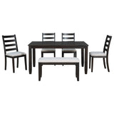 6-Piece Dining Room Table Set with 4 Chairs and a Bench