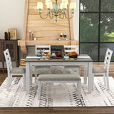 6-Piece Dining Room Table Set with 4 Chairs and a Bench