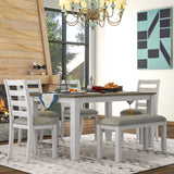 6-Piece Dining Room Table Set with 4 Chairs and a Bench