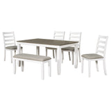 6-Piece Dining Room Table Set with 4 Chairs and a Bench