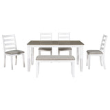 6-Piece Dining Room Table Set with 4 Chairs and a Bench