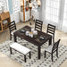 6-Piece Dining Room Table Set with 4 Chairs and a Bench