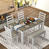 6-Piece Dining Room Table Set with 4 Chairs and a Bench
