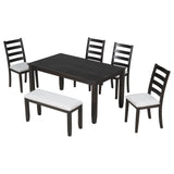 6-Piece Dining Room Table Set with 4 Chairs and a Bench