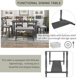 6-Piece Distressed Wood Storage Counter Height Dining Room Talbe Set