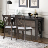 6-Piece Family Dining Room Set Solid Wood Space Saving Foldable Table and 4 Chairs with Bench for Dining Room