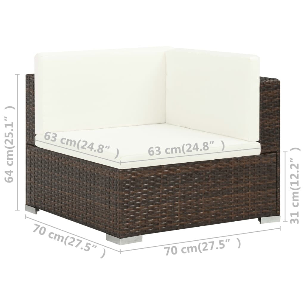 6 Piece Garden Lounge Set with Cushions Poly Rattan Brown