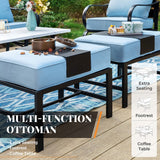 MAISON ARTS 6-Piece Patio Conversation Set, Sofa Set with 2/4 x Single Sofa Chairs, 1 x 3-seater Sofa and Coffee Table/Ottomans